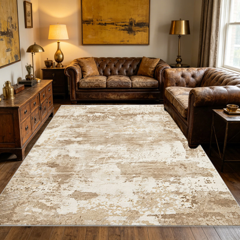 Abstract Gold & Beige carpet-easy to clean, machine-washable, soft and comfortable; suitable for door mats, kitchens, living rooms, bedrooms, corridors, and laundry areas. Easy to clean, durable carpet for home decoration.