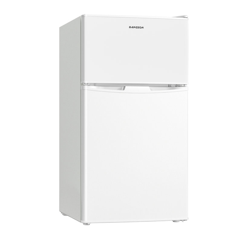 Mini réfrigérateur compact avec congélateur à 2 portes avec température réglable et faible bruit pour appartement, dortoir, bureau, blanc