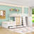 7 Drawers Full Over Full Bunk Bed With Wardrobe, Safety Guardrails And Ladder-740157812