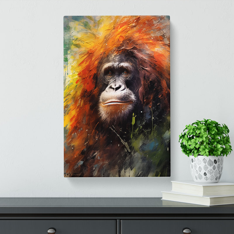 Orangutan Impressionism Art No.2 - Wrapped Canvas, 76cm H x 50cm W x 3cm D