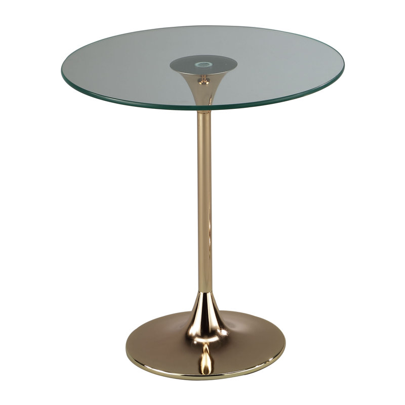 Terrence Glass Top Pedestal End Table