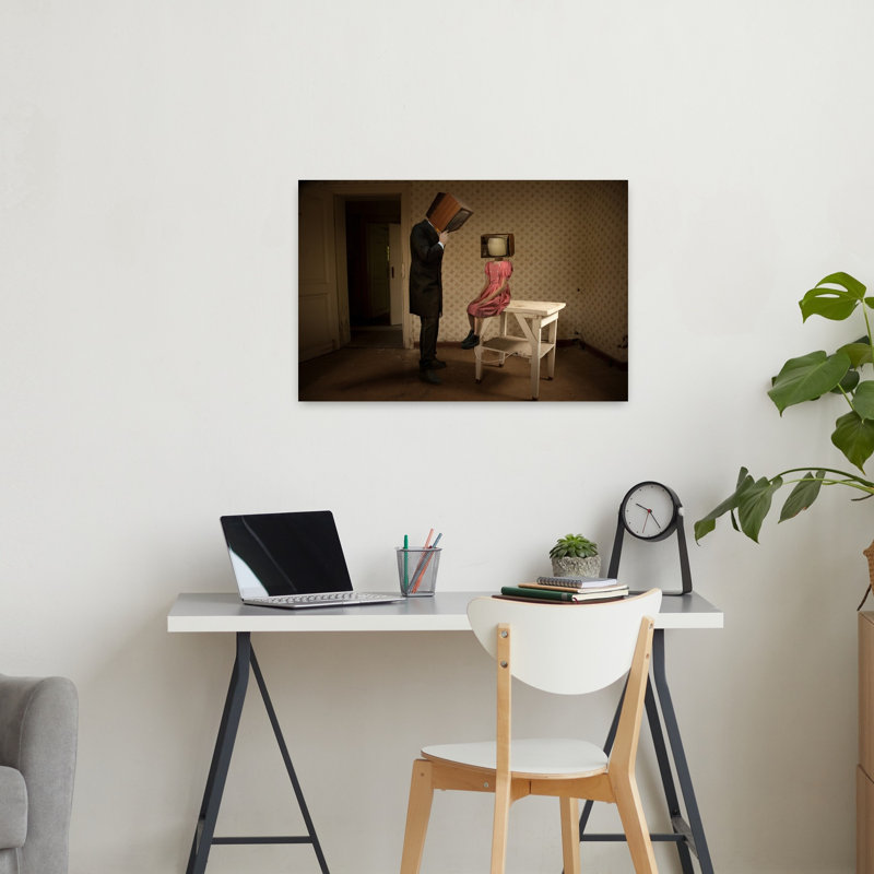 Vintage Tv Heads Modern Retro Surreal Wall Art Print by Christine Von Diepenbroek - Print, 60.96cm H x 91.44cm W