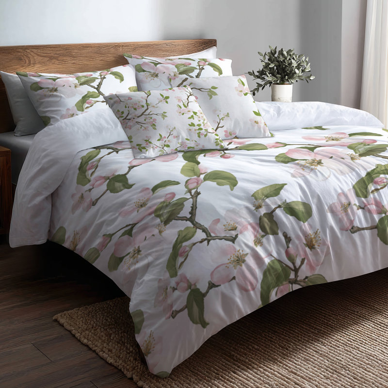 Ensemble d'édredon 6 pièces French Country - Ensemble de literie et coussin décoratif Floral Blossom Air