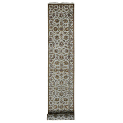 Juwaan One-of-a-Kind 2'7" X 16' New Age Runner Silk Area Rug Ivory