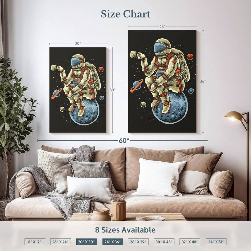 Astronaut Coffee Break, 36" H x 24" W