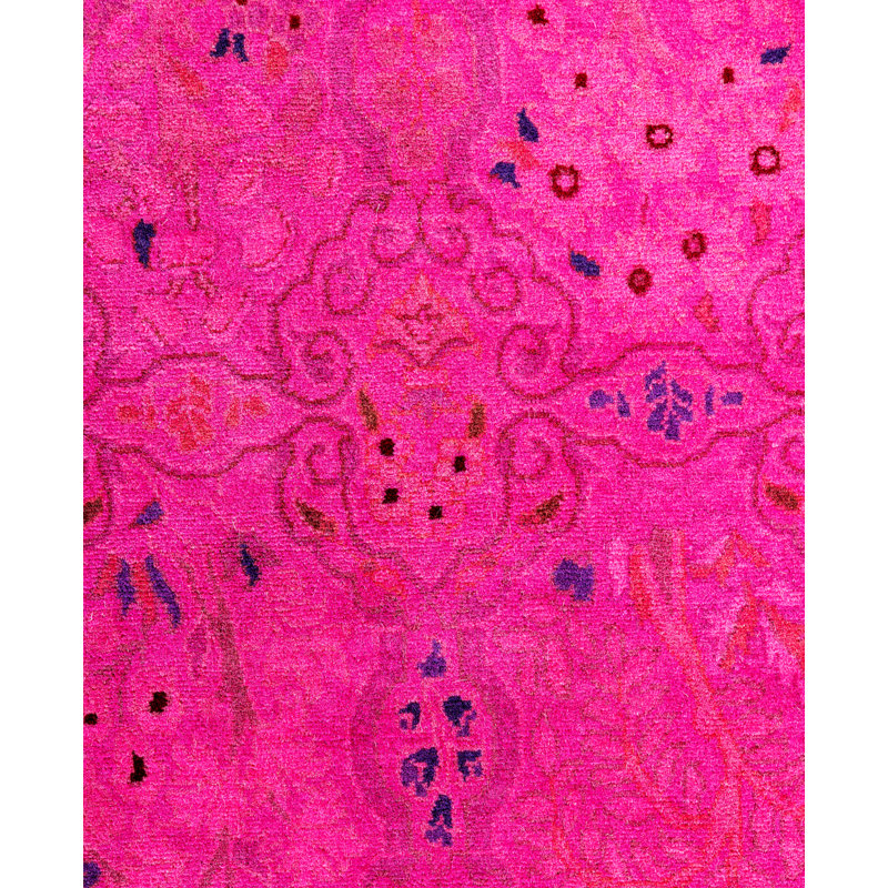 Overdyed Hand-Knotted Wool Modern-Contemporary Pink Runner 2' 7" x 11' 10"