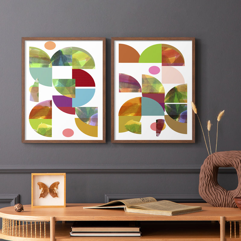 Impression encadrée Dorset Shapes I-Premium - prête à être accrochée - aucun clou requis - aucun clou requis, Noyer