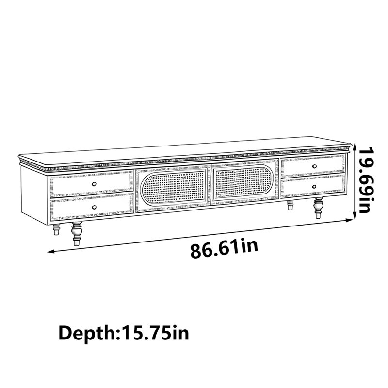 Meuble télé de luxe noir clair, 86.61"