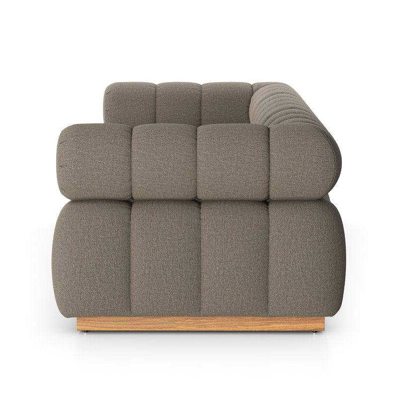 Roma Outdoor 3Pc Sectional W/ Ottoman-Hayes Cream, Alessi Fawn Cushion/Natural Teak Frame, Left Hand Facing