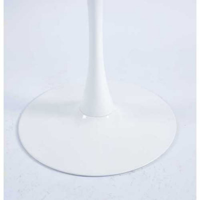 White Square Tulip Table For 2-3 Person, 24" Small Dining Table With Metal Pedestal Base, Modern Kitchen Table For Small Space, Apartment, Bistro, Cafe, Office & Living Room, Matte White MDF Top