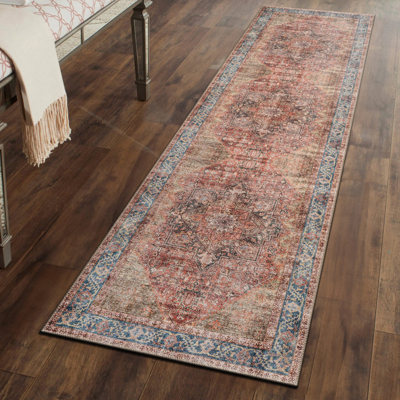 Calista Multi Vintage Rug – Machine Washable Flat Pile With Non-Slip Backing, Runner 2'6" x 6', Multi