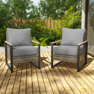 2 Piece Patio Wicker Chairs Set, PE Rattan Chair, Wicker Bistro Set Rattan for Patio, Garden, Patio, Deck