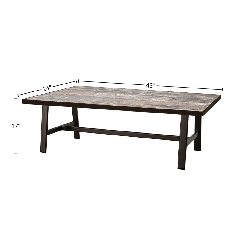Marin Outdoor Rectangle Coffee Table, Summit Gray, Carbon Black