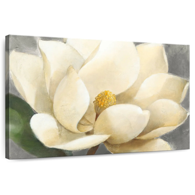Fleur de magnolia Harnek sur fond gris, H 8 po x l 12 po