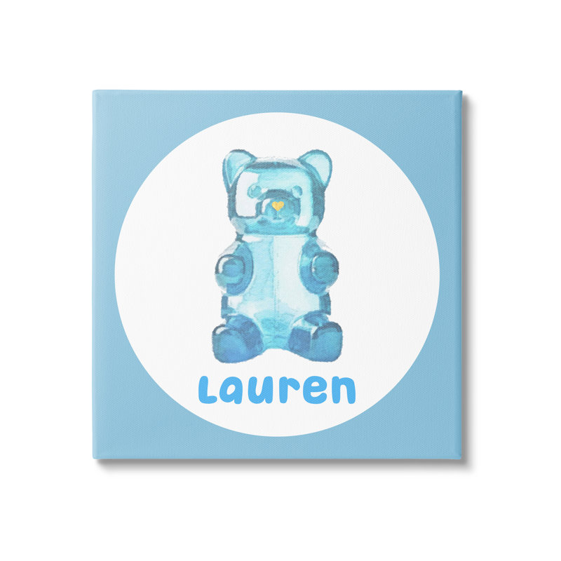 "Blue Gummy Bear" cmw-027, art mural personnalisé, H 17 po x l 17 po, Toile tendue, Oui