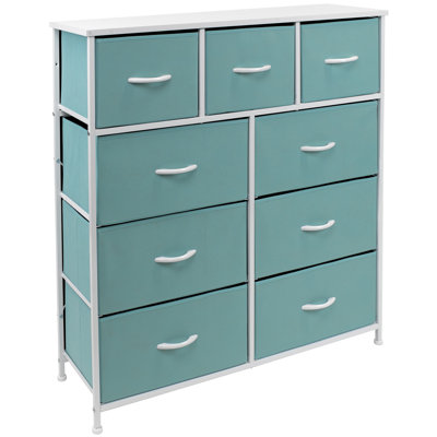  Commode 9 tiroirs Sorbus avec structure en acier et plateau en bois - turquoise