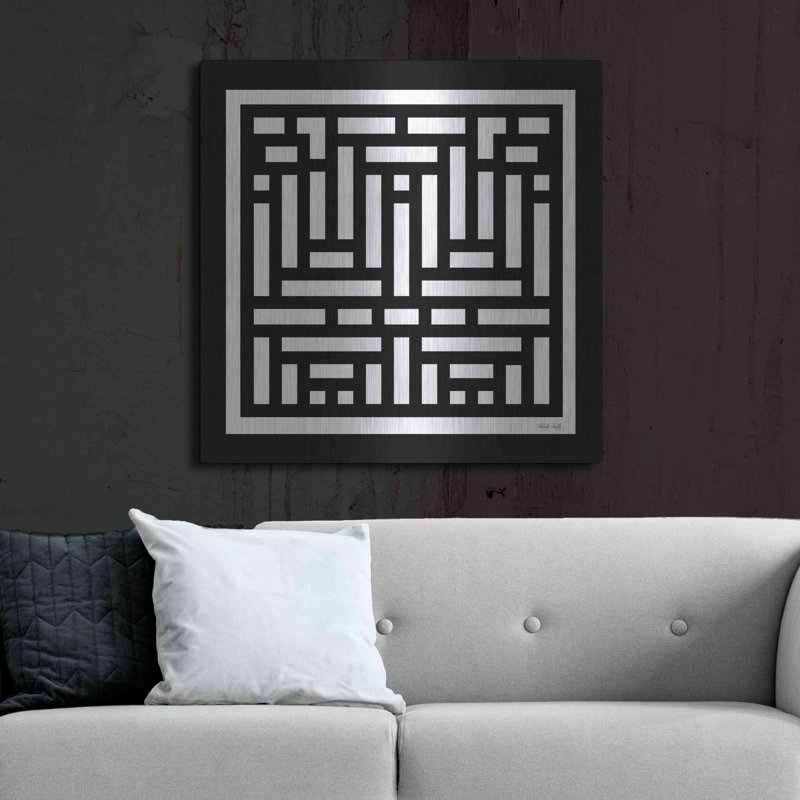 Ivy Bronx «Black & White Geo II» par Cindy Jacobs, art mural en métal, H 36 po x l 36 po