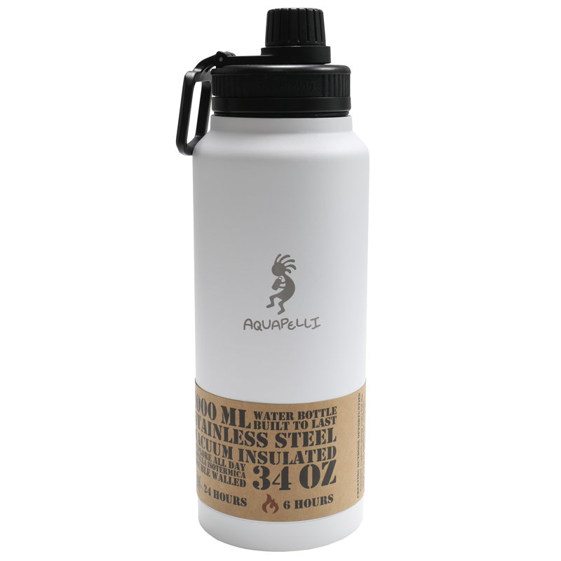 Bouteille d'eau isotherme Aquapelli, 34 oz, Blanc arctique