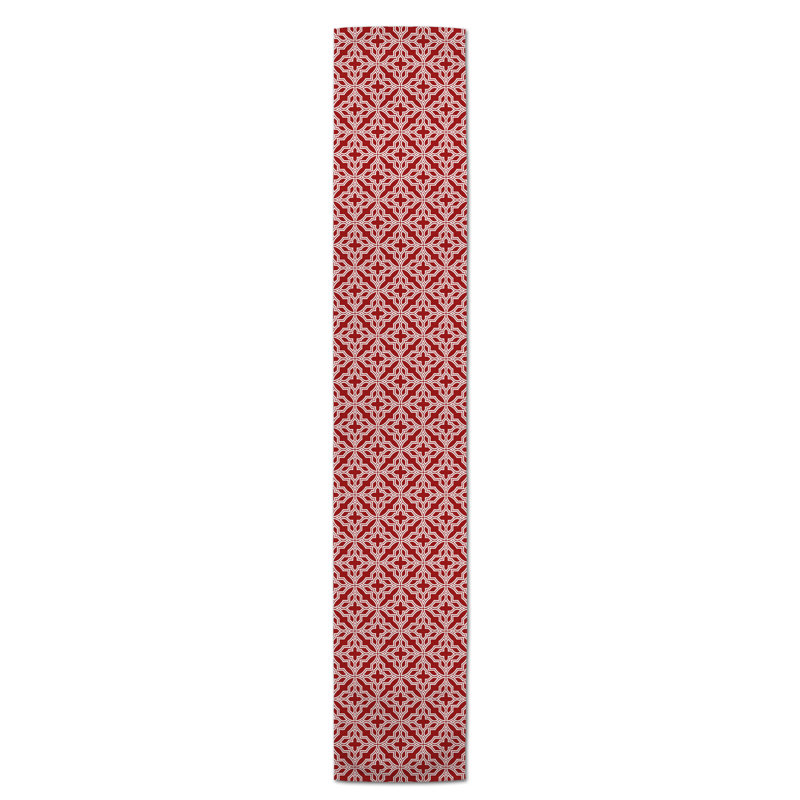 Chemin de table Hovig Geo, 72 po x 16 po, Rouge, Geometric 1