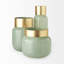 Vase en verre menthe moyen avec poignet en métal doré mat Trashawn-607185226