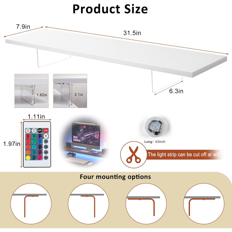 Acrylic Computer Monitor Stand with LED Light,Acrylic