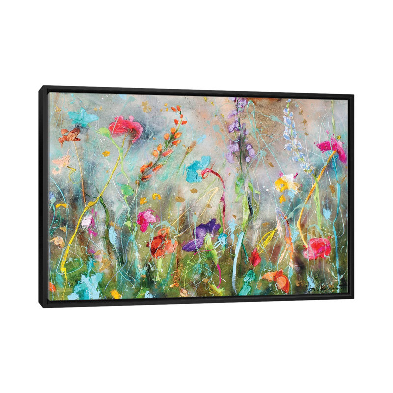 Fleurs partout - reproduction d'art murale - toile encadrée, H 26 po x l 40 po, Reproduction encadrée sans passe-partout