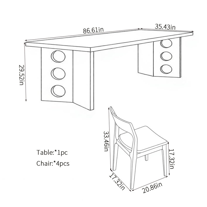 Table de salle à manger rétro et tendance en bois massif, 29,52 po H x 86,61 po L x 35,43 po po