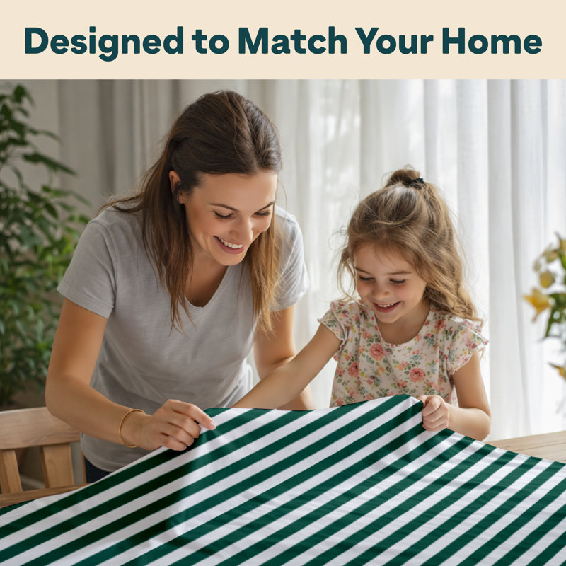 Green Striped Tablecloth 104" x 60", 104" L x 60" W, Green