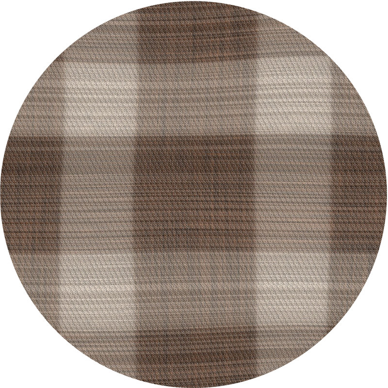 Tapis décoratif brun à carreaux plemons, Rond 7 pi