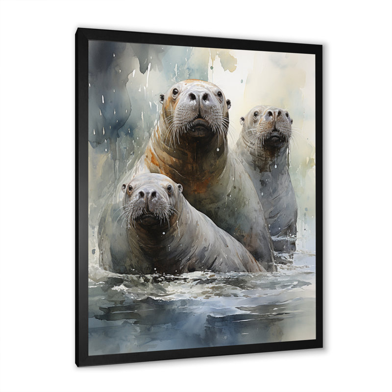 Morse gracieux géants sur toile, H 44 po x l 34 po x P 1,5 po, Cadre simple noir