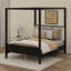 Lit plateforme à baldaquin en bois avec tête de lit tapissier, aucun sommier nécessaire-130569635-130569636