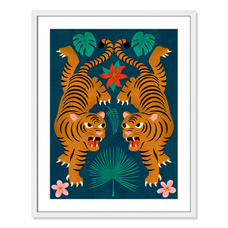 «Jungle Tigers Print» par Cantwell, Satin White, L 23,5 po x H 29,5 po, Imprimé mat