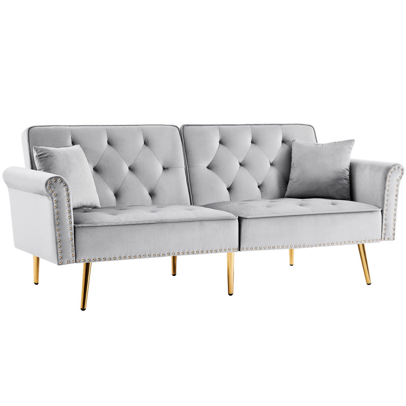 Lit en velours gris avec un rembourrage confortable et un revêtement ferme au design élégant