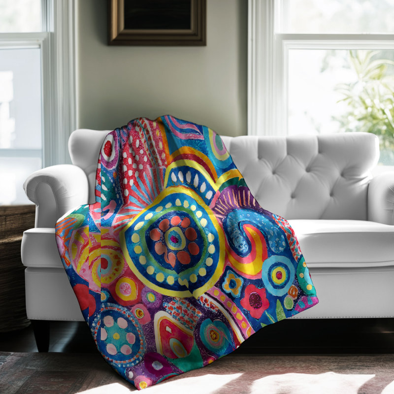 Psychedelic Pulse Pattern Throw Blanket, 50" W x 60" L
