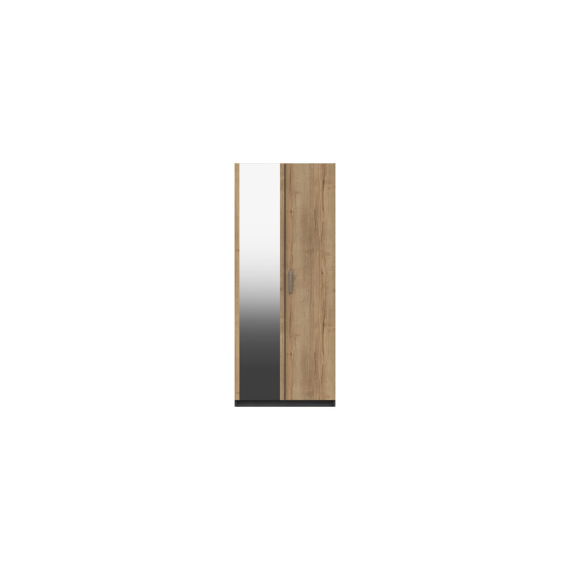 Harvey-Lee 2 Door Manufactured Wood Wardrobe, Graphite/Natural Rustic Oak