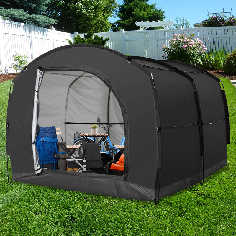 Abri De Rangement Pour Vélos – 195x80x163 Cm, Oxford PU4000 210D, Imperméable, Anti-UV, Pour 2 Vélos