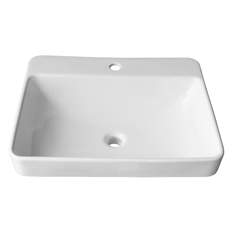 White Ceramic Rectangular Drop-In Bathroom Sink