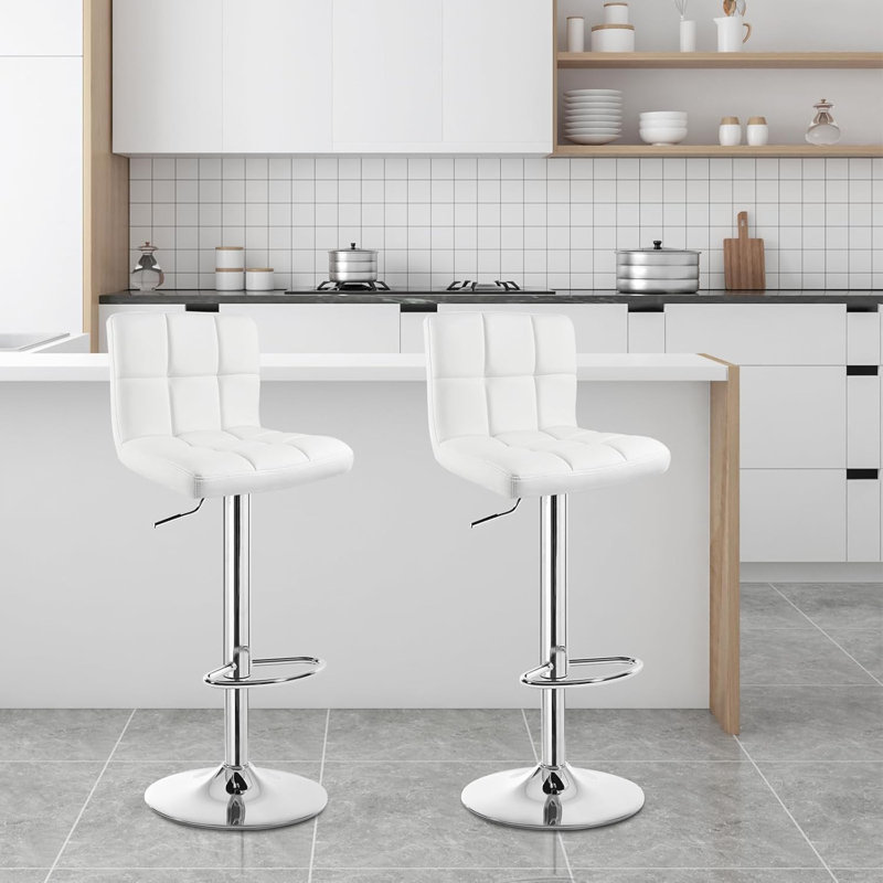 Figg Adjustable Height Bar Stool, White