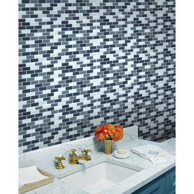 White & Grays 12-In X 11-In Glass Mosaic Wall Tile(0.92-Sq. Ft/ Piece)