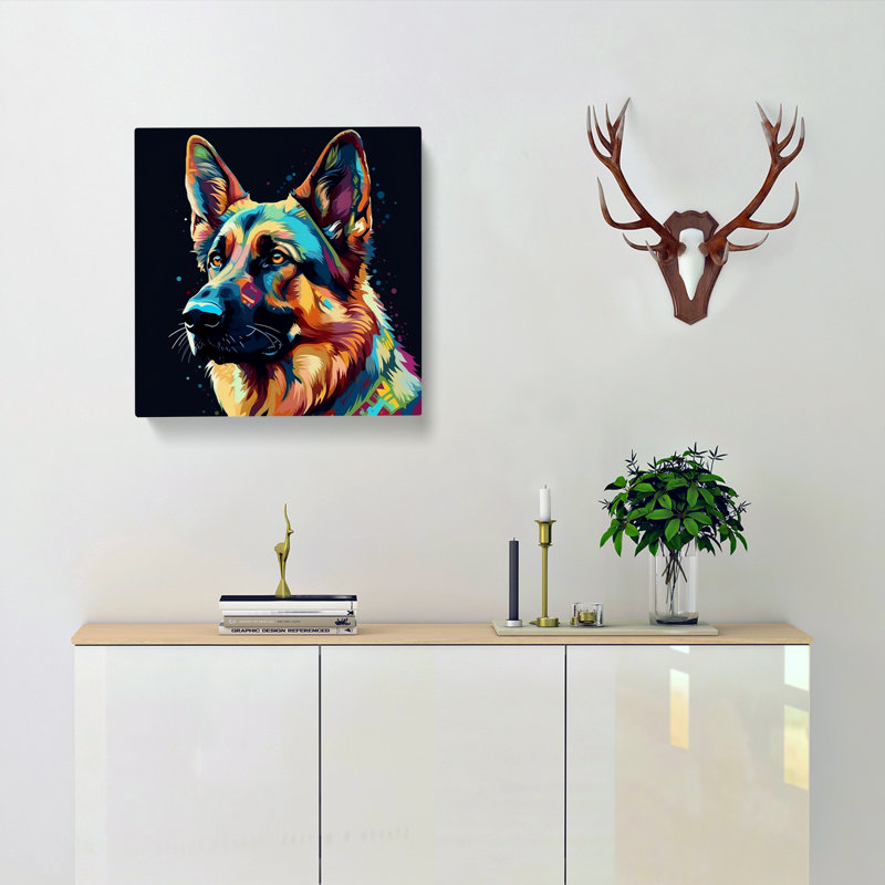 German Shepherd Graphic - Wrapped Canvas, 50cm H x 50cm W x 3cm D