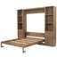 Grand lit escamotable avec tablettes et armoires de rangement, lit mural en bois peu encombrant