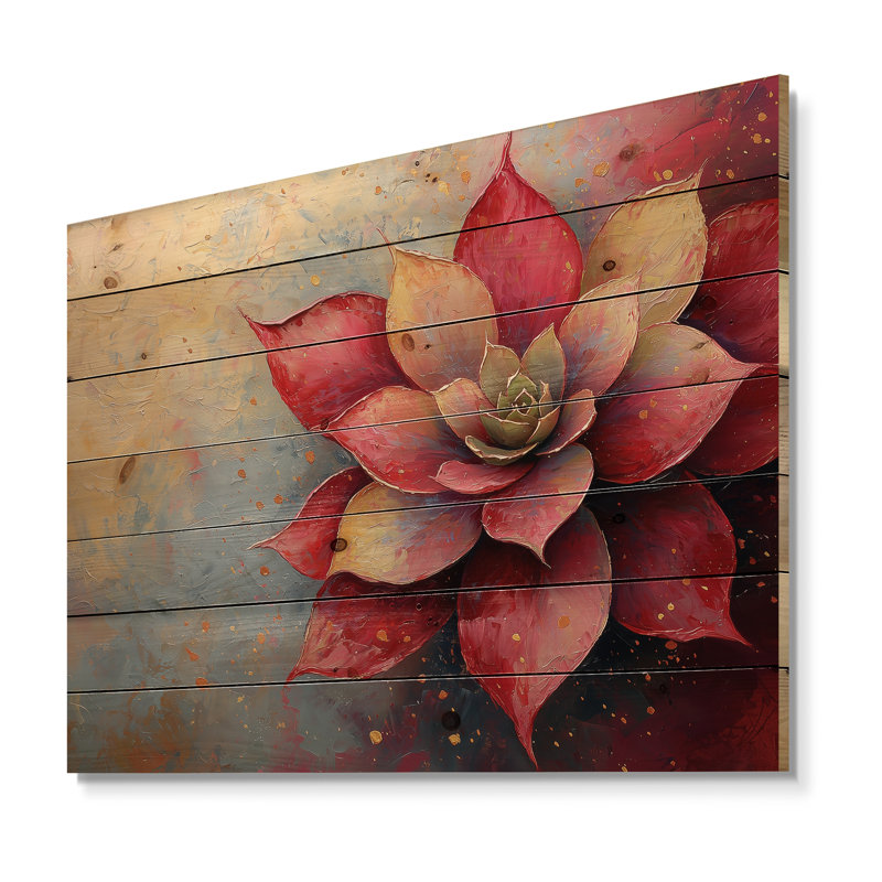 Abstrait Echeveria succulent - Art mural en bois succulent - sur bois de pin naturel, H 30 po x l 40 po x P 0,78 po
