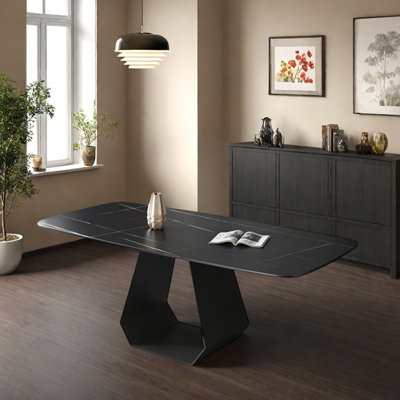 Minimalist Rock Slab Wide Thick Dining Table