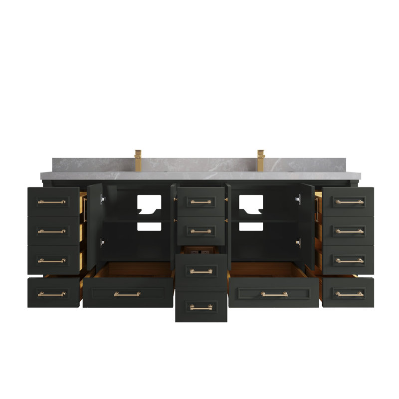Aberdeen 84'' Double Bathroom Vanity with Top, Pearl Gray