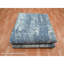 Tapis oriental bleu, en laine et en soie véritable noué à la main de conception abstraite 10 pi 1 po x 14 pi 2 po