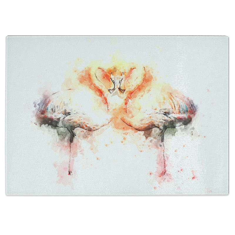Tempered Glass Flamingo Chopping Board, 39 cm W x 28.5 cm L