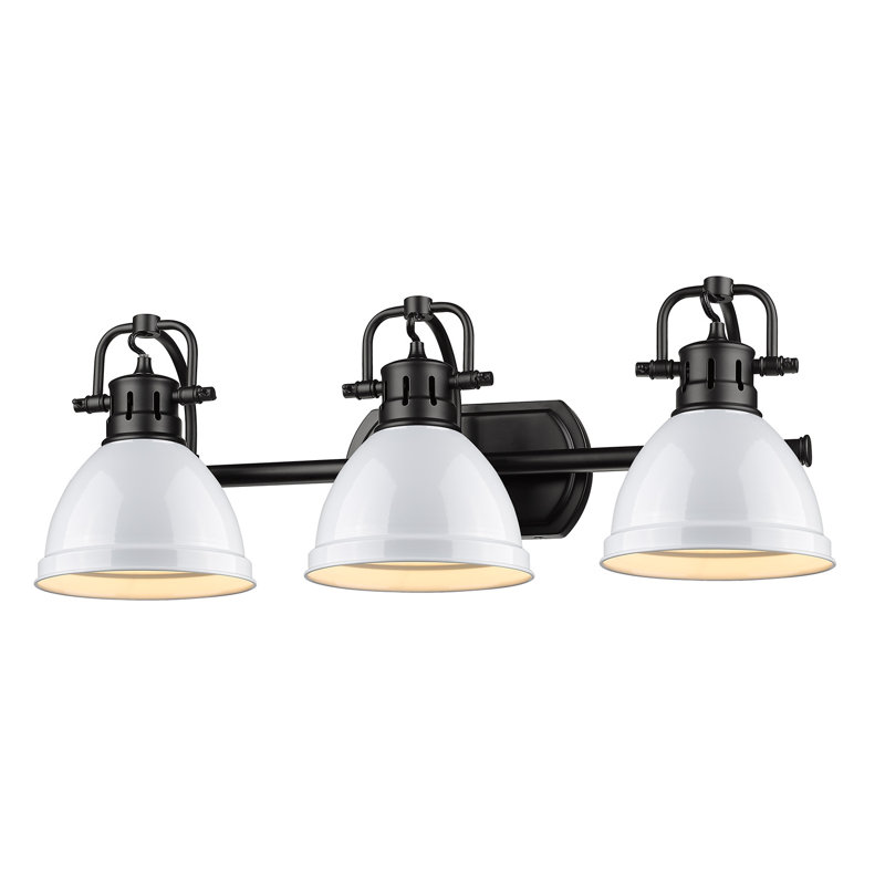 Drakeford Vanity Light, Matte Black, White, 3 Lights