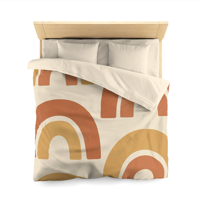 Microfiber Duvet Cover Boho Style, Design 52, Queen Duvet Cover, Cream