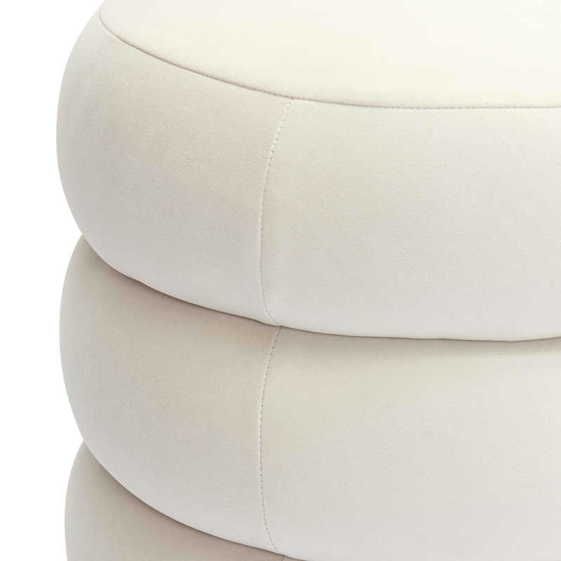 Stefanie Velvet Ottoman, Cream