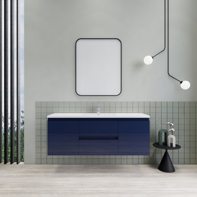 Meuble-lavabo de salle de bain flottant 60 po Alcester Ivy Bronx